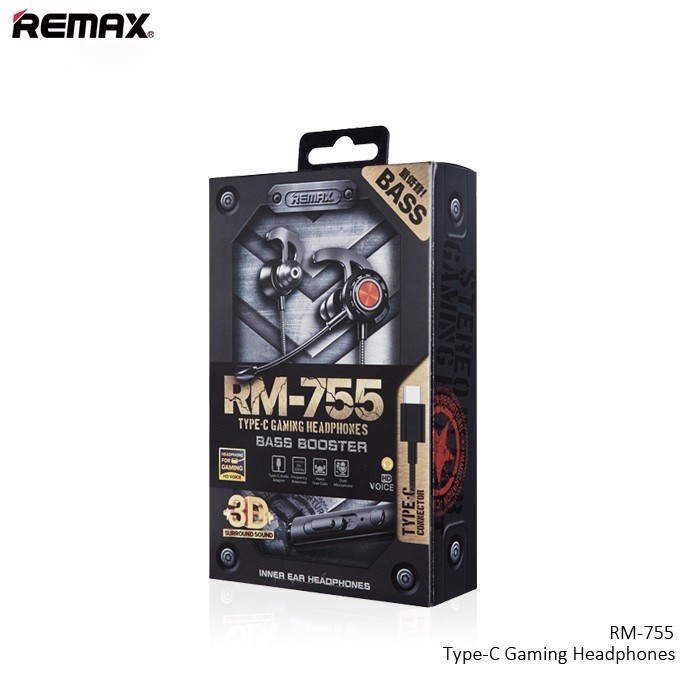 Remax Headset Gaming Port USB Type-C Earphone Headphone Type C RM-755 ORIGINAL