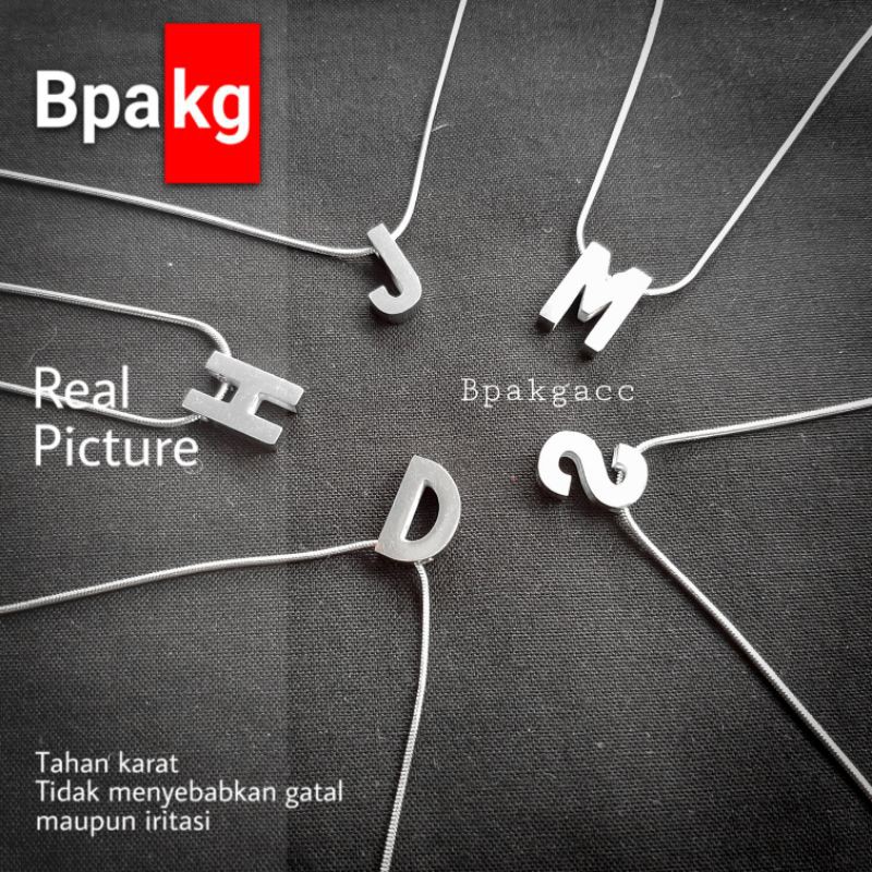 Kalung huruf inisial N-Z # Kalung titanium wanita anti karat besi putih asli silver murah cewek mini