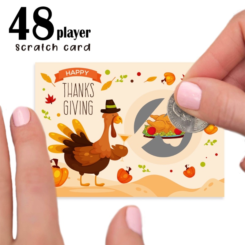 Zzz 48pcs Stiker Kartu Permainan Kalkun Thanksgiving