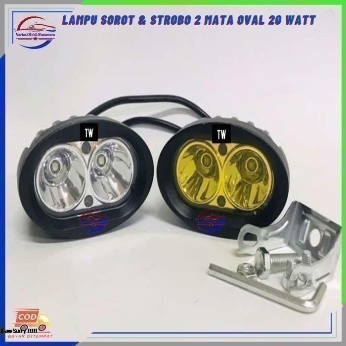 Lampu Variasi Led Cree 2 Mata Oval Tembak Sorot Kabut Depan Variasi Aksessoris Mobil Truk Truck 12/2