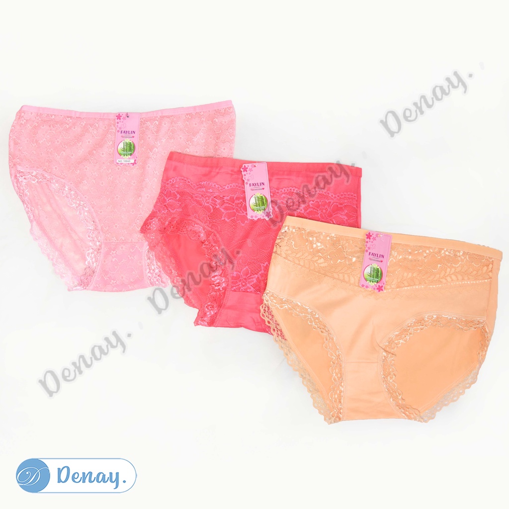 Tokodenay - Celana Dalam Wanita - CD Faylin Renda Polos - Spandex Premium Quality - Isi 3 Pcs