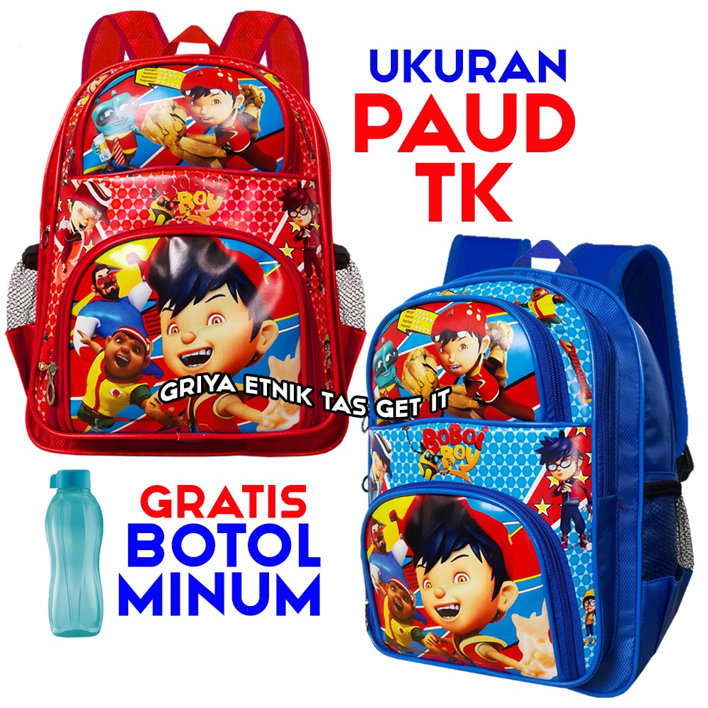 Tas Sekolah Anak Laki laki TK Paud BONUS BOTOL Nusa Stumble Boboiboy Ben 10 Free Fire Batman Prada