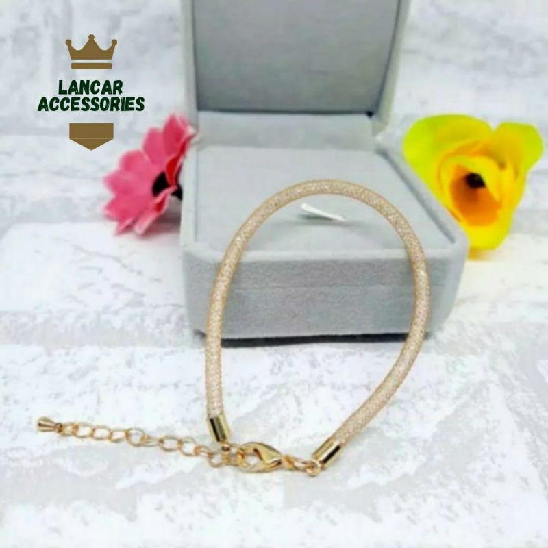 COD✅ Gelang Tali kawat Gliter Kristal Swarovski Untuk Liontin Emas Hongkong