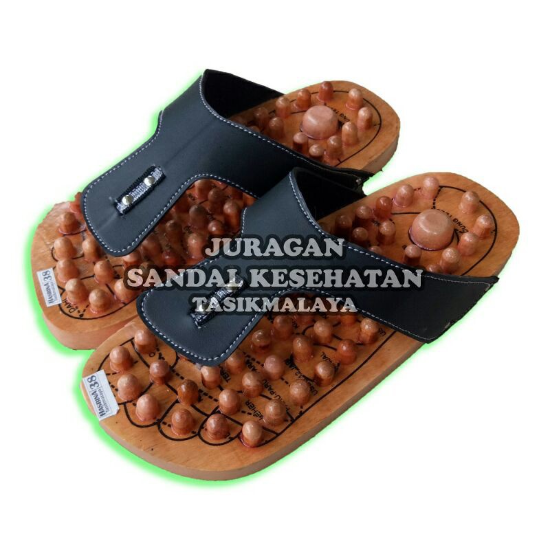 Sandal Kesehatan Kayu Jepit Gesper Sendal Slop Alas Kaki  Rematik Akupuntur Terapi Refleksi Hasbina