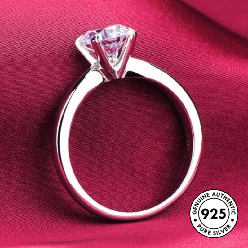 Cincin Berlian Klasik Bahan S925 Silver Warna Rose Gold