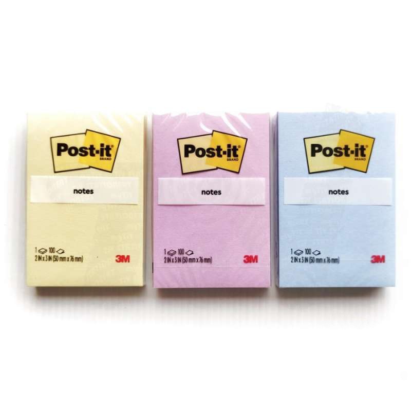 

Sticky Notes / Memo Tempel Post It 3M 1 Warna 50 mm x 76 mm Isi 100 - Warna Pastel