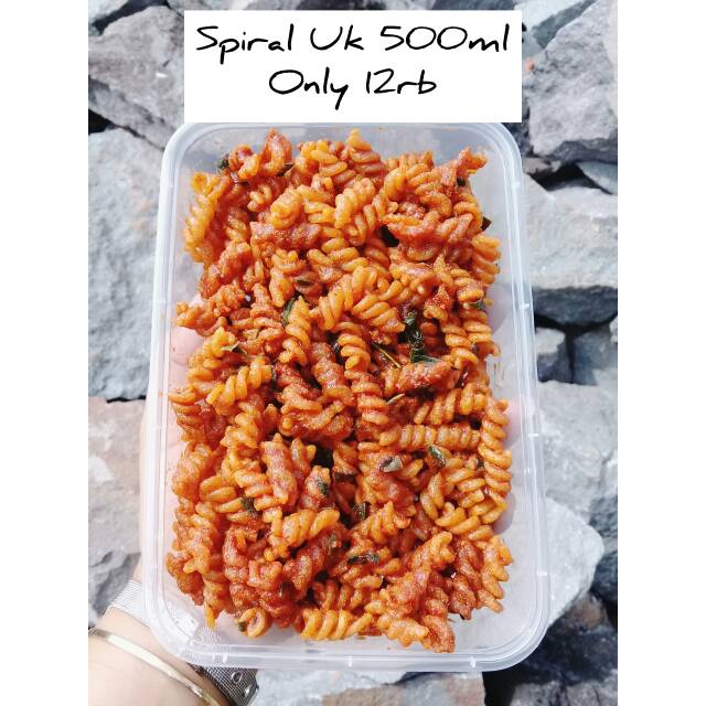 

Cemilan kindoll, makaroni spiral pedes uk 500ml 12rb