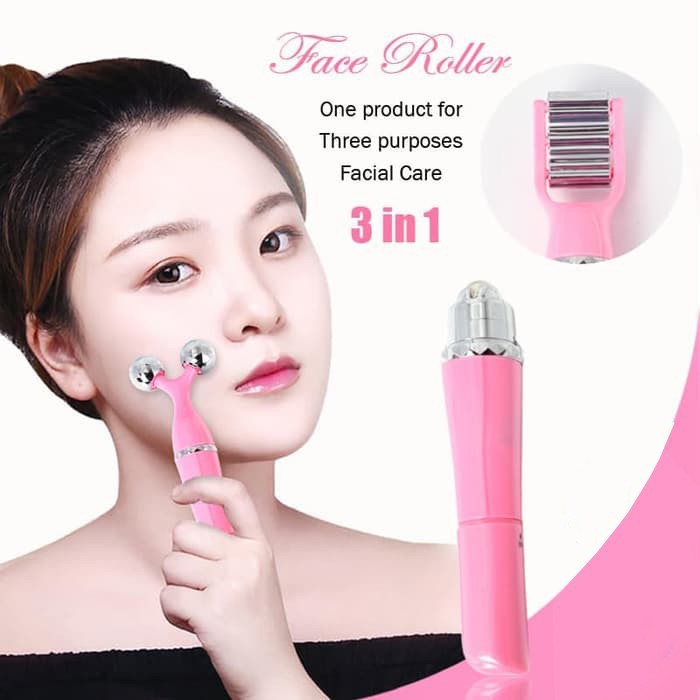 SUPPLIERNESIA - Face Roller Wajah 3 In 1 Original Penirus Pipi Pengencang Kulit Wajah