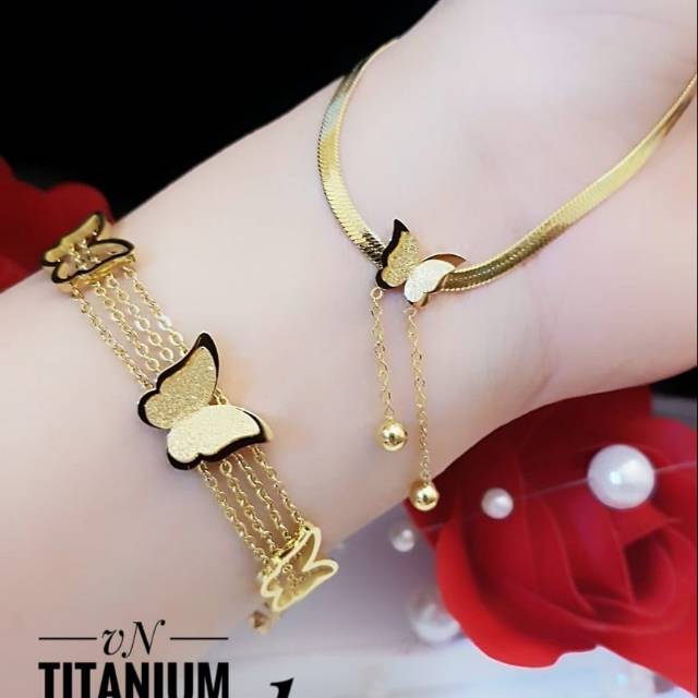 Titanium gelang dan kalung 1035k