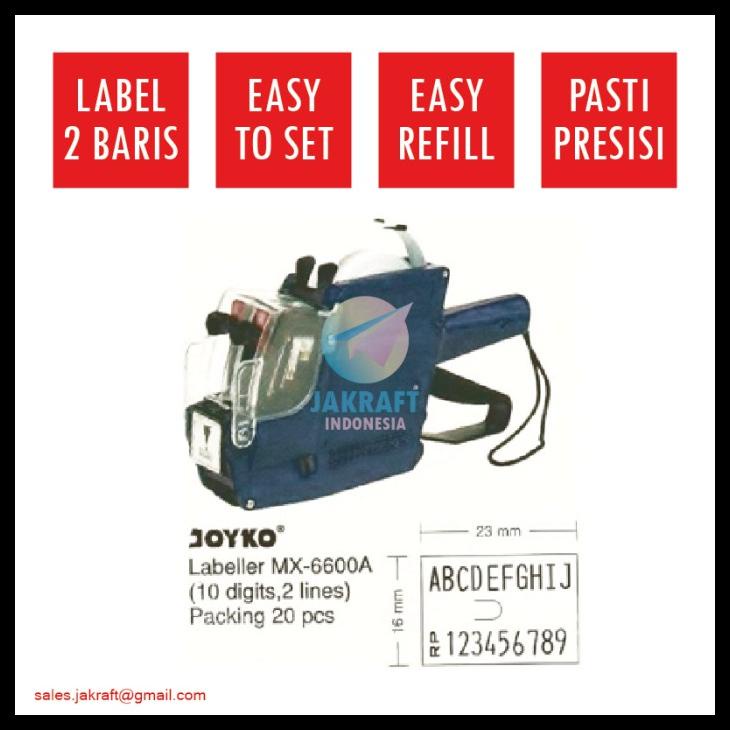 

Alat Cetak Label Harga Joyko Price Labeller Mx-6600A 2 Baris 10 Digits Kode 606