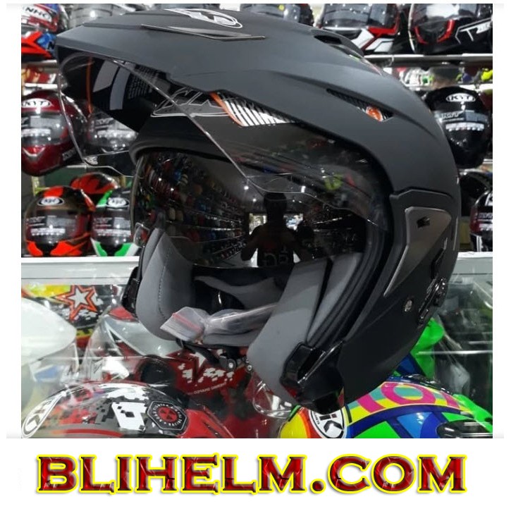 HELM INK TMAX BLACK DOFF | T-MAX HALF FACE HELMET SNI | T MAX DOUBLE VISOR
