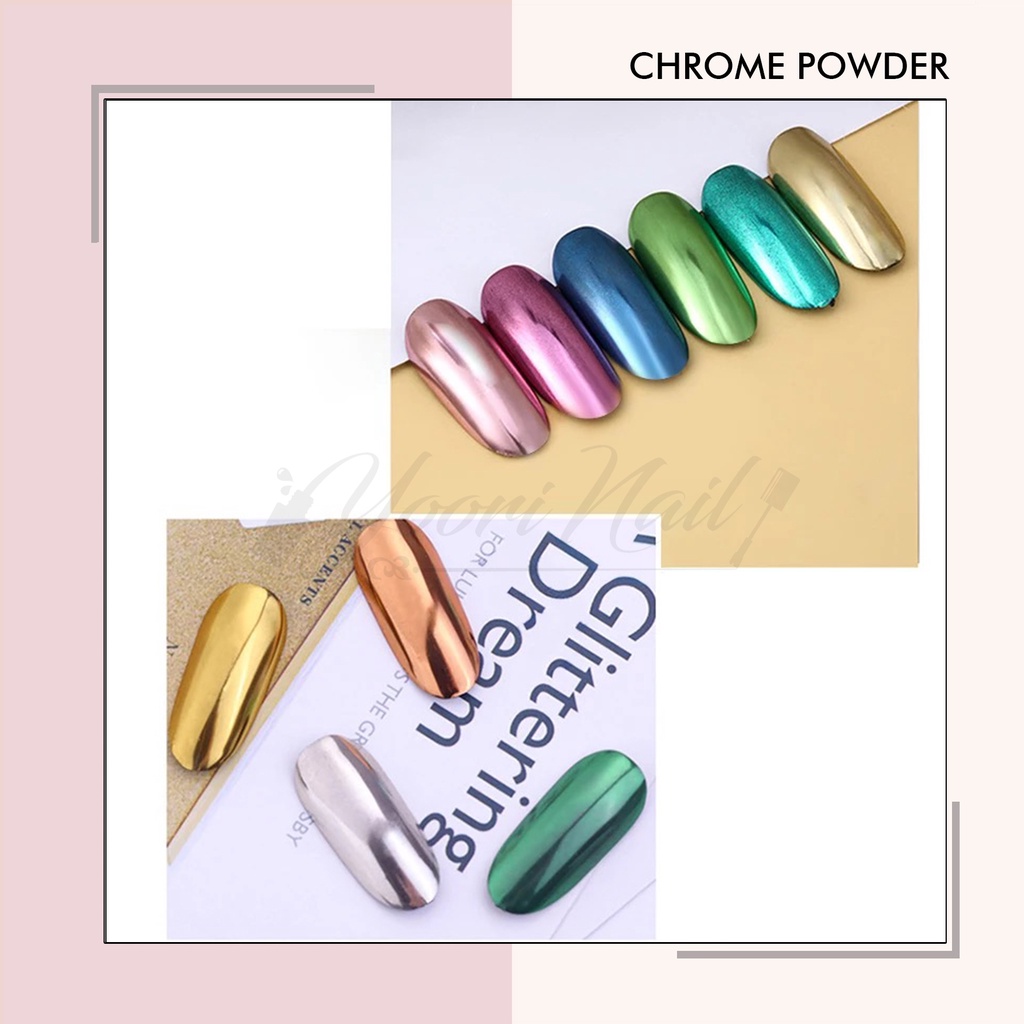 Chrome powder nail art (1) mirror chrome nails crome powder chrome powder silver gold black