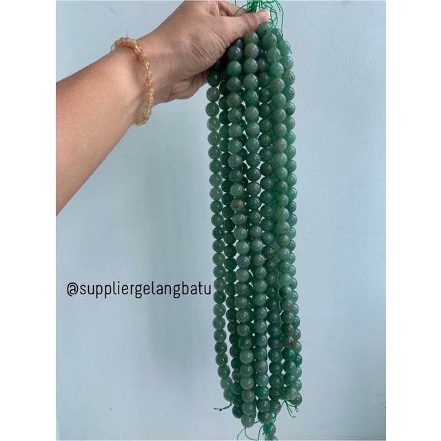 supplier bahan batu giok aventurine 14mm akik jade hijau natural craft