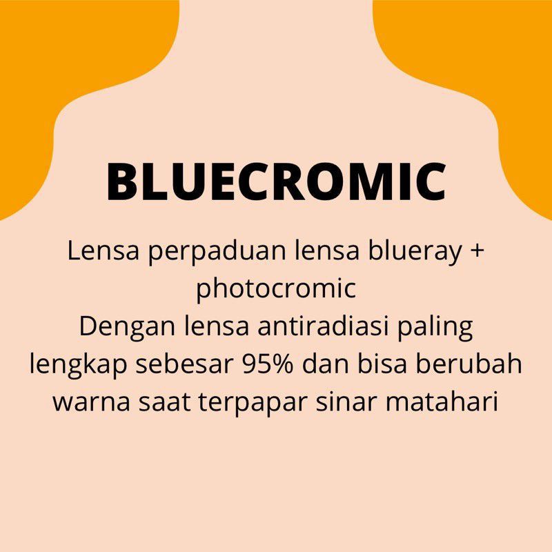 0Paket Frame+ Lensa Bluecromic (muka kecil) kacamata+lensa Blueray