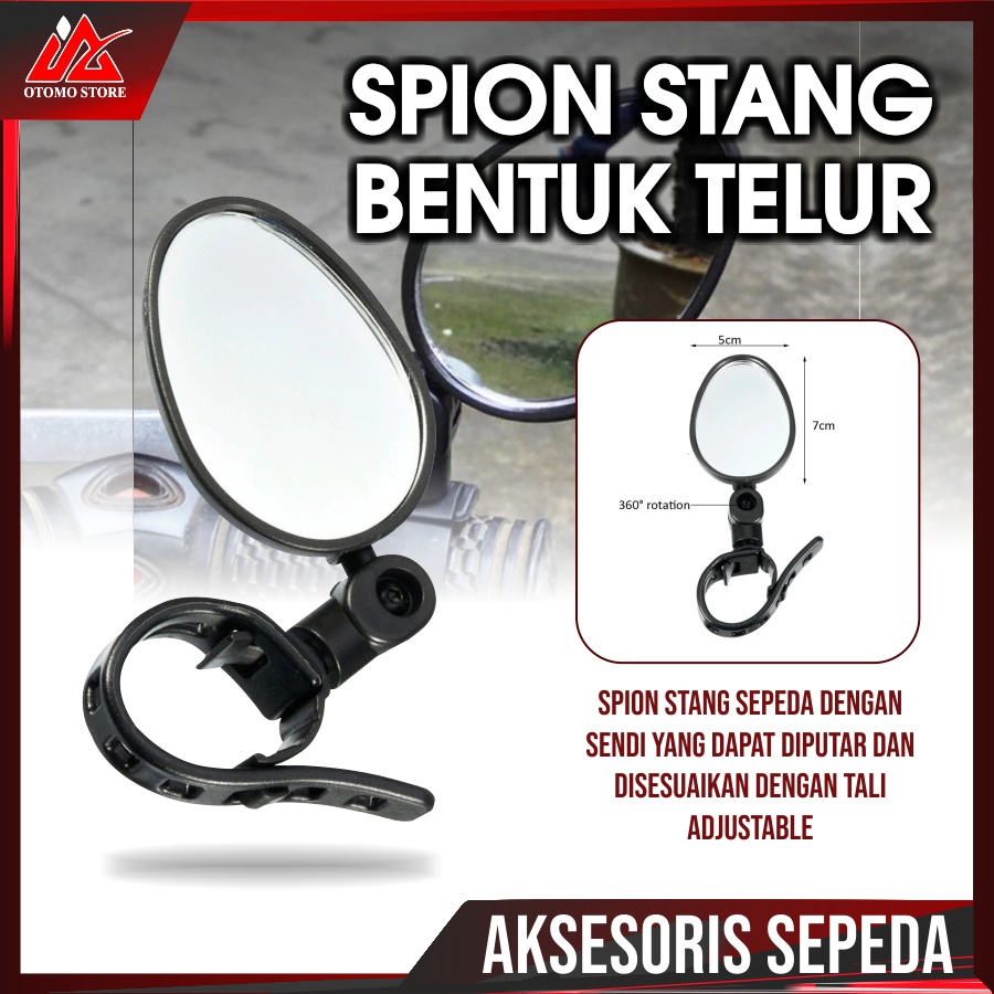 SPION TELUR Spion Sepeda Oval Besar 7cm 360 Rotation Rearview Adjustable 1pcs Original Murah