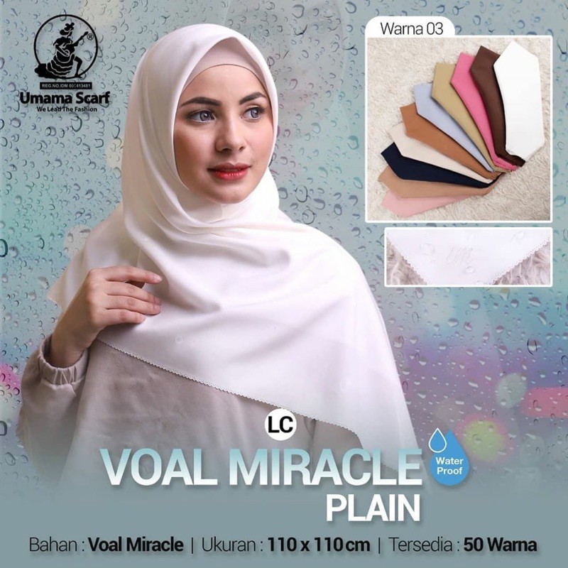 [BISA COD] VOAL MIRACLE WATERPROOF UMAMA SCARF / HIJAB JILBAB SEGIEMPAT VOAL MIRACLE WATERPLASH