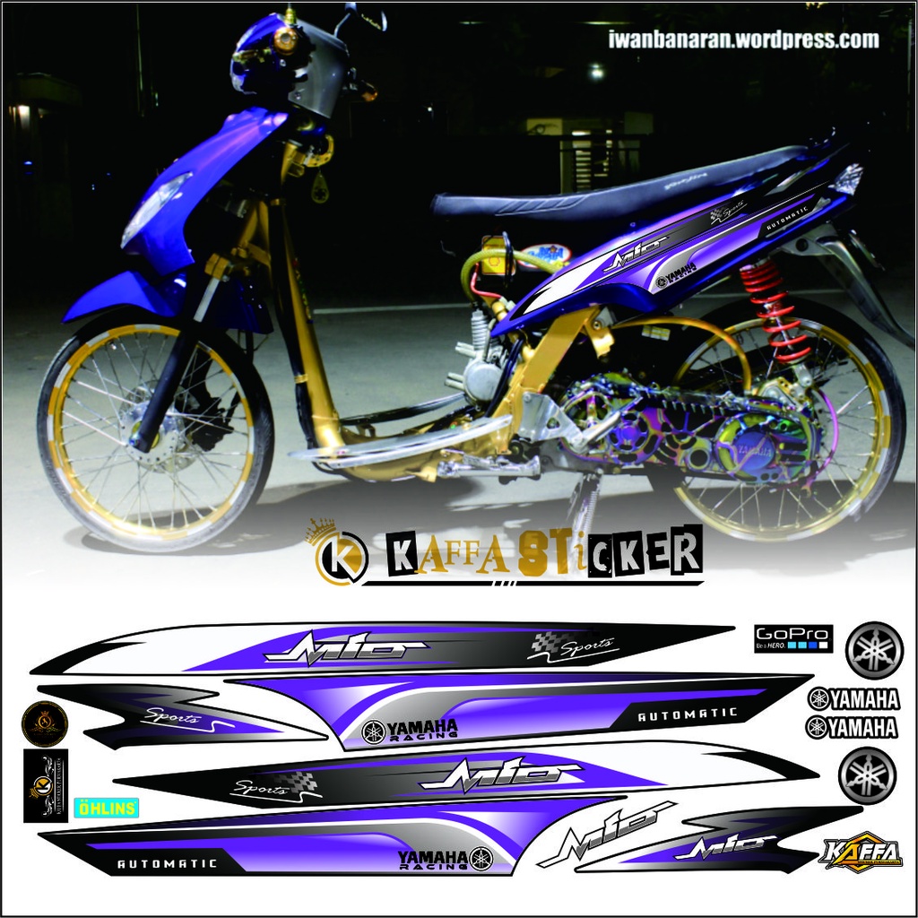 STRIPING VARIASI STIKER LIS MOTOR YAMAHA MIO SPORTY/SMILE/GARNIS/OLD/LAMA GRAFIS LIST UNGU