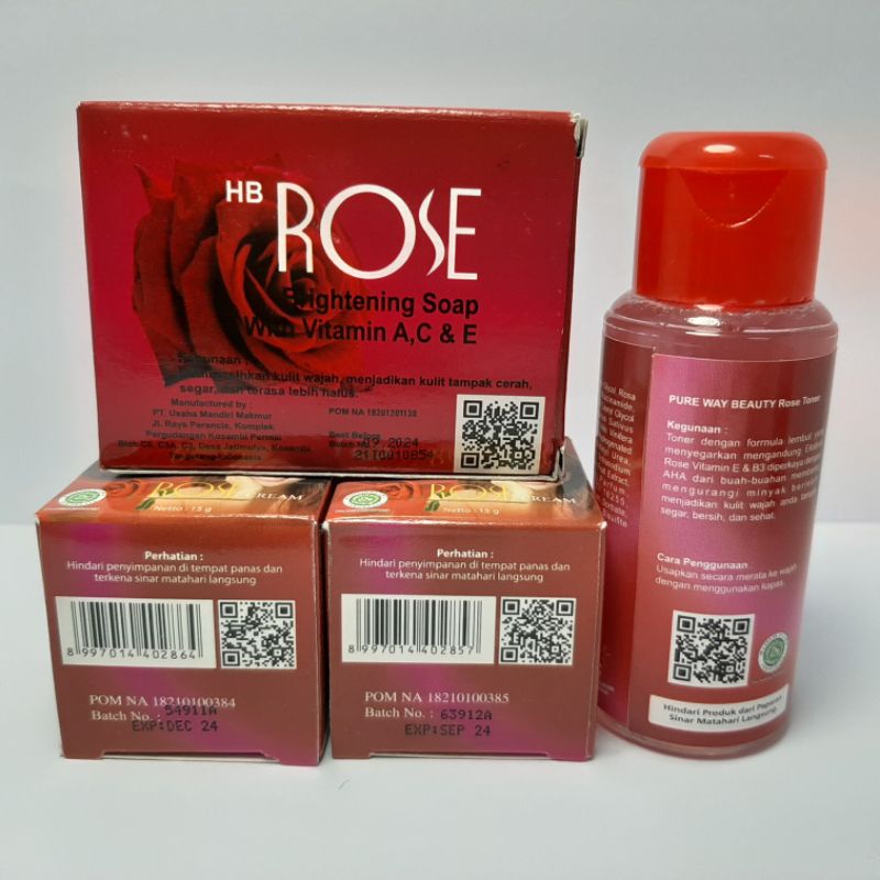 PAKET CREAM ROSE PURE WAY BEAUTY BPOM 4in1