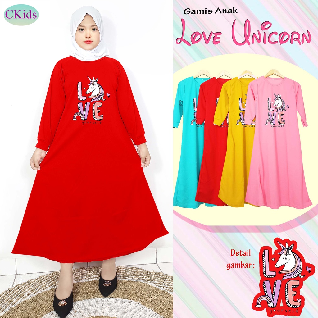 Gamis Anak Perempuan DTF Unicorn Love Yourself CF Kids