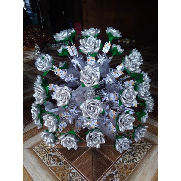 (25pcs)Bunga telur mawar satin/pokok telur/mawar/pokok telok/bunga telur/kembang telur/souvenir aqiq