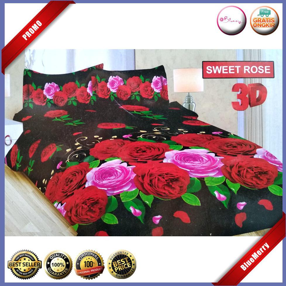 Sprei Bonita Sweet Rose Rumbai No.1 King 180 Seprai Hitam Mawar Merah BMSC879