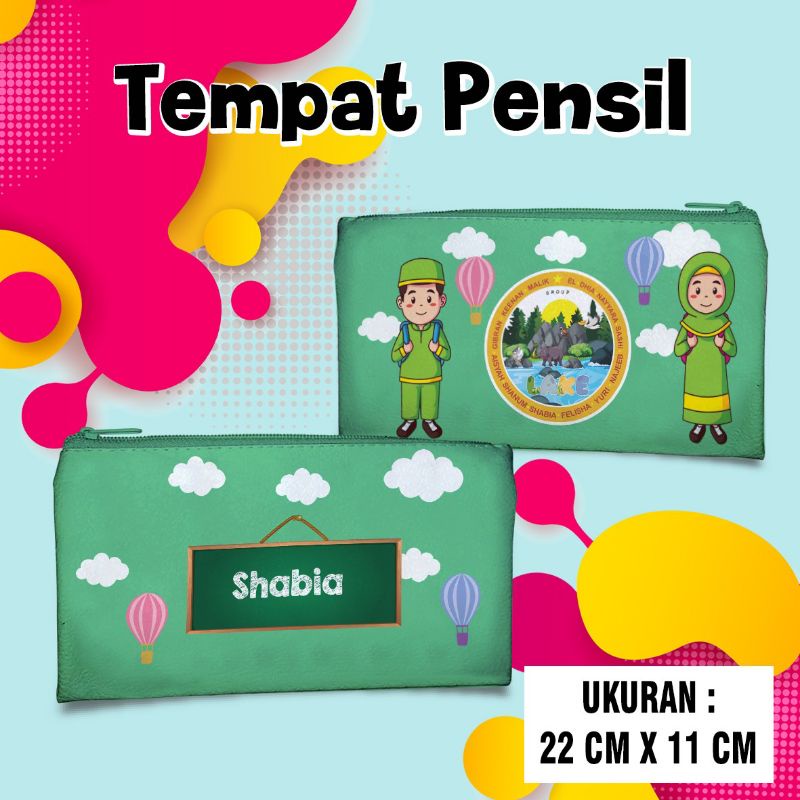 

tempat pensil custom ukuran 22x11 foto gambar tulisan murah
