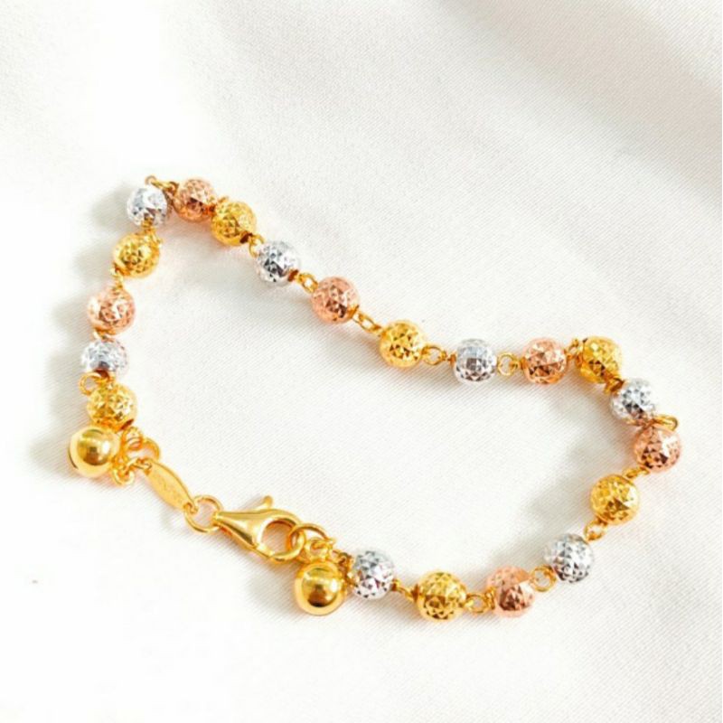 Gelang Wanita Tali Rantai Bola warna Cantik Gold Perhiasan Emas asli