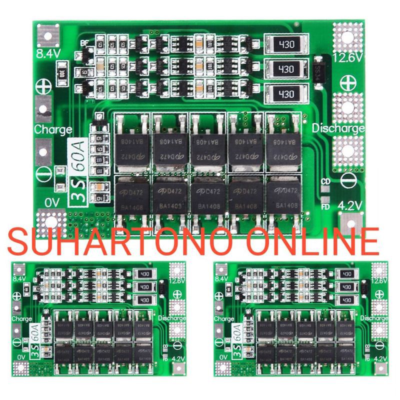 3S 60A BMS Board 12.6V 18650 Li-Ion Lithium Battery Protection Board