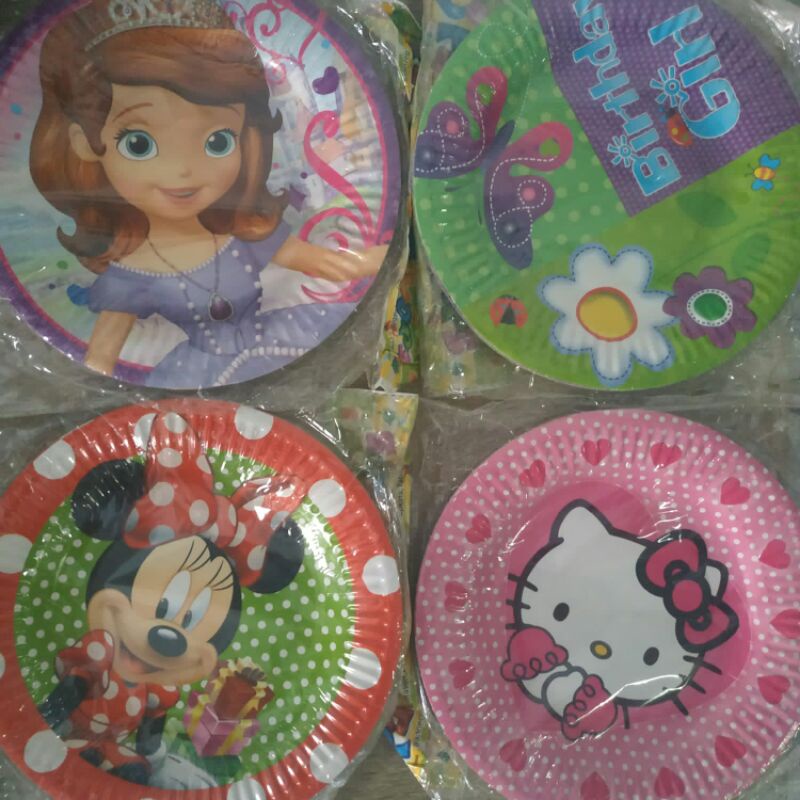 CUCI GUDANG Piring kertas snack piring sekali pakai piring snack motif fancy dan silver