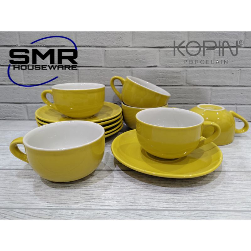 BRESCIA COFFEE CUP | CAPPUCINO CUP PORCELAIN | CANGKIR KOPI SUSU KOPIN - KUNING