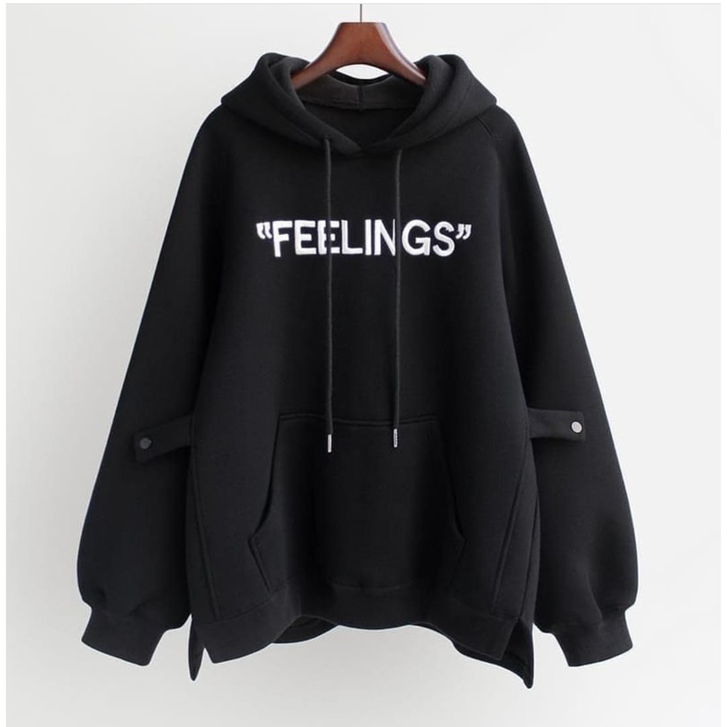 SWEATER HOODIE WANITA - FEELINGS HODIE SWEATER OVERSIZE - SWEATSHIRT SWEATER-2