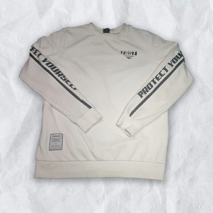 Crewneck Polham Motif Simpel Putih Premium Quality Pria/Wanita