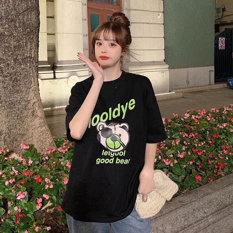 THISTLE - Oversize Tee Tshirt Wanita Model Longgar Motif Let Go Bear