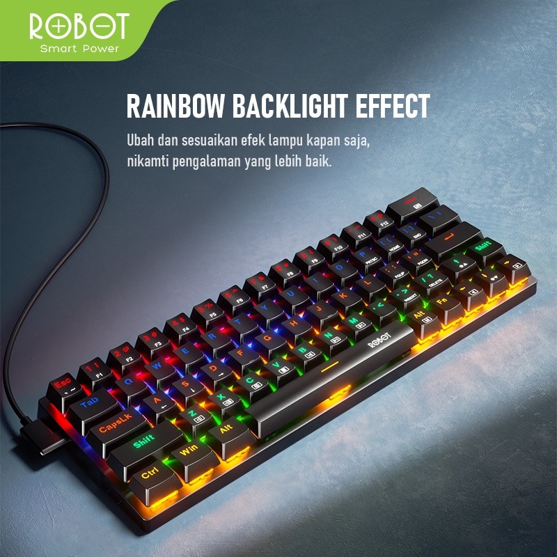 ROBOT KB20 Keyboard Wired Mechanical 63 Keys Rainbow Backlighting