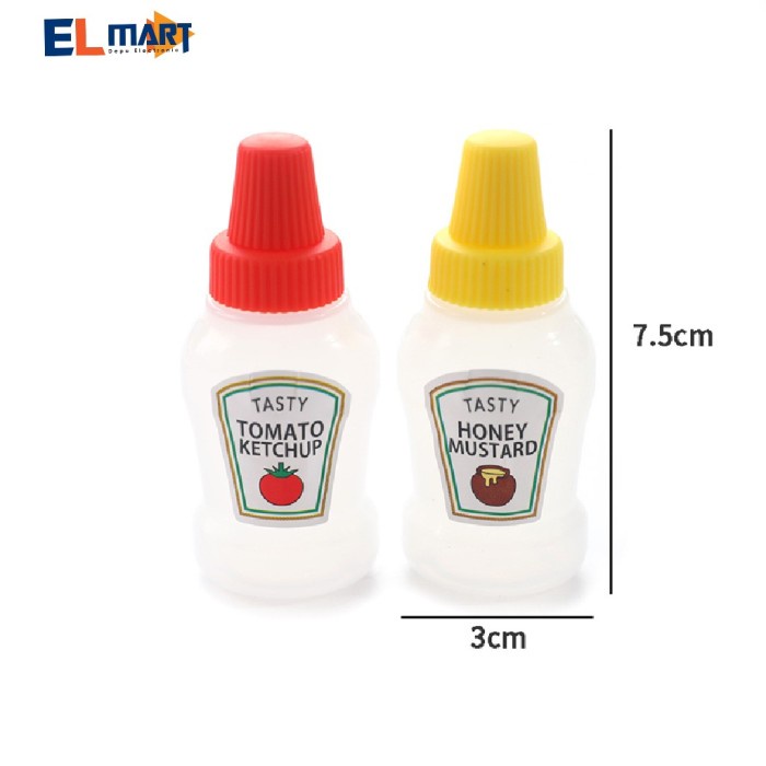 Elmart Botol Saus Mini Bento Wadah Kecap Manis Asin Mayonaise Untuk Bekal Anak  25ml 1 set 2pc BS02