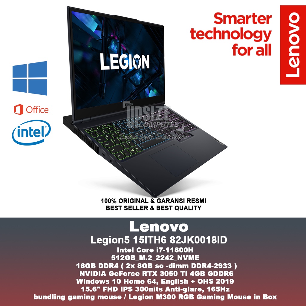 Jual Lenovo Legion 5i 15ITH6 18ID I7 11800H, 16GB, 512GB SSD, NVIDIA ...