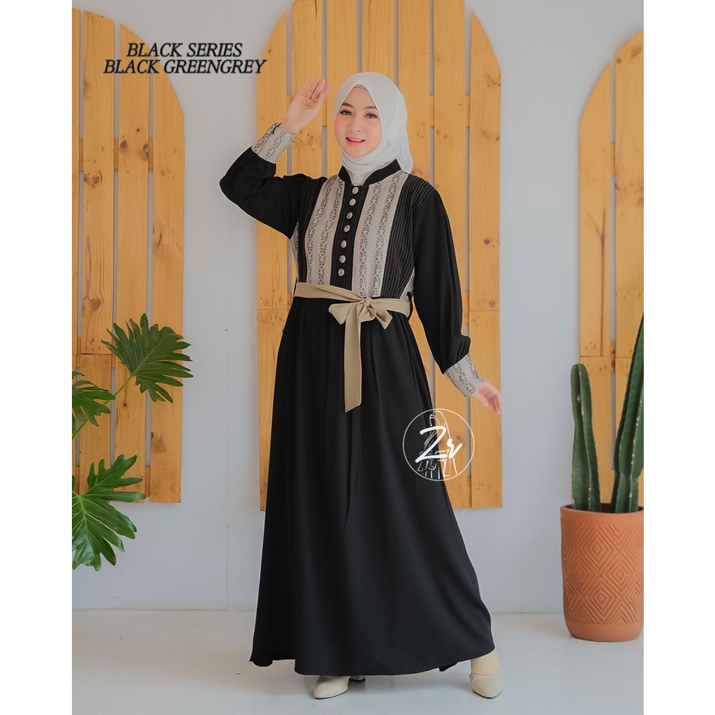 Black Series dan Yasmin dress by zr premium gamis polos basic harian selebgram busana muslim wanita ootd vintage DIY Korea style hangout persatuan komunitas