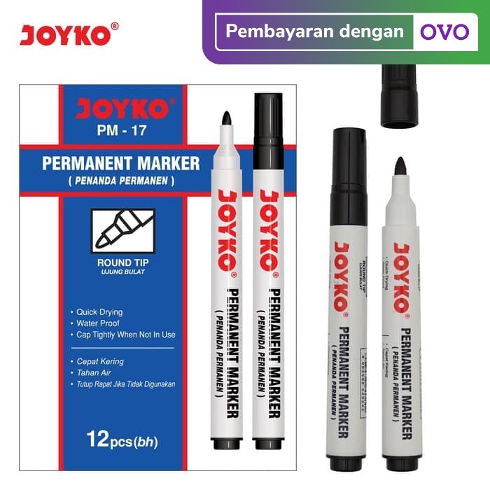 

Termurah Permanent Marker / Spidol Permanen Joyko PM-17 / 1 BOX 12 PCS Diskon