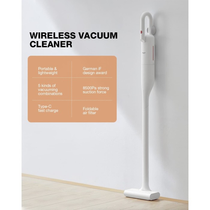 Deerma VC01 Handheld Wireless Vacuum Cleaner Ringan Tanpa Kabel Long Battery Life Hisap Kuat 8500Pa