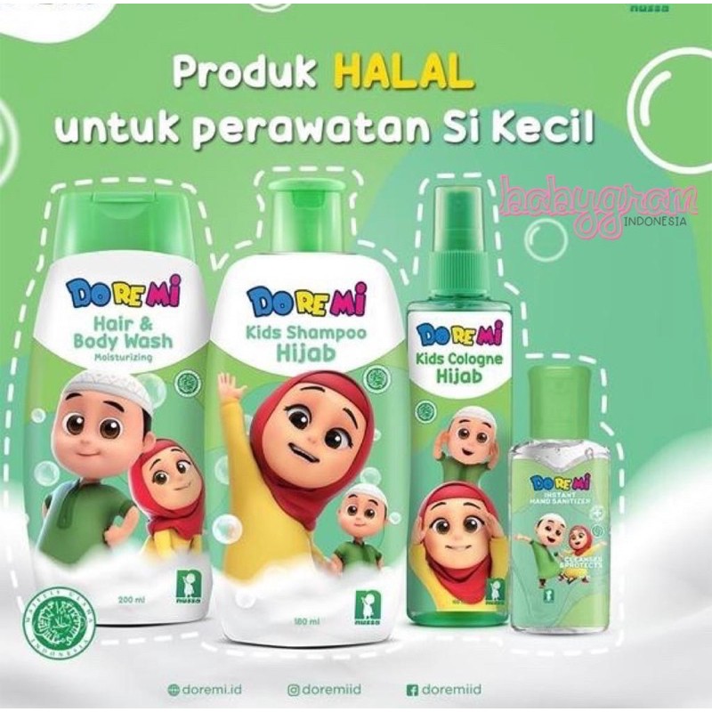 Doremi Kids Nussa  Hair &amp; Body Wash / Shampoo Hijab Parfum Anak Cologne Handwash Sabun Cuci Tangan