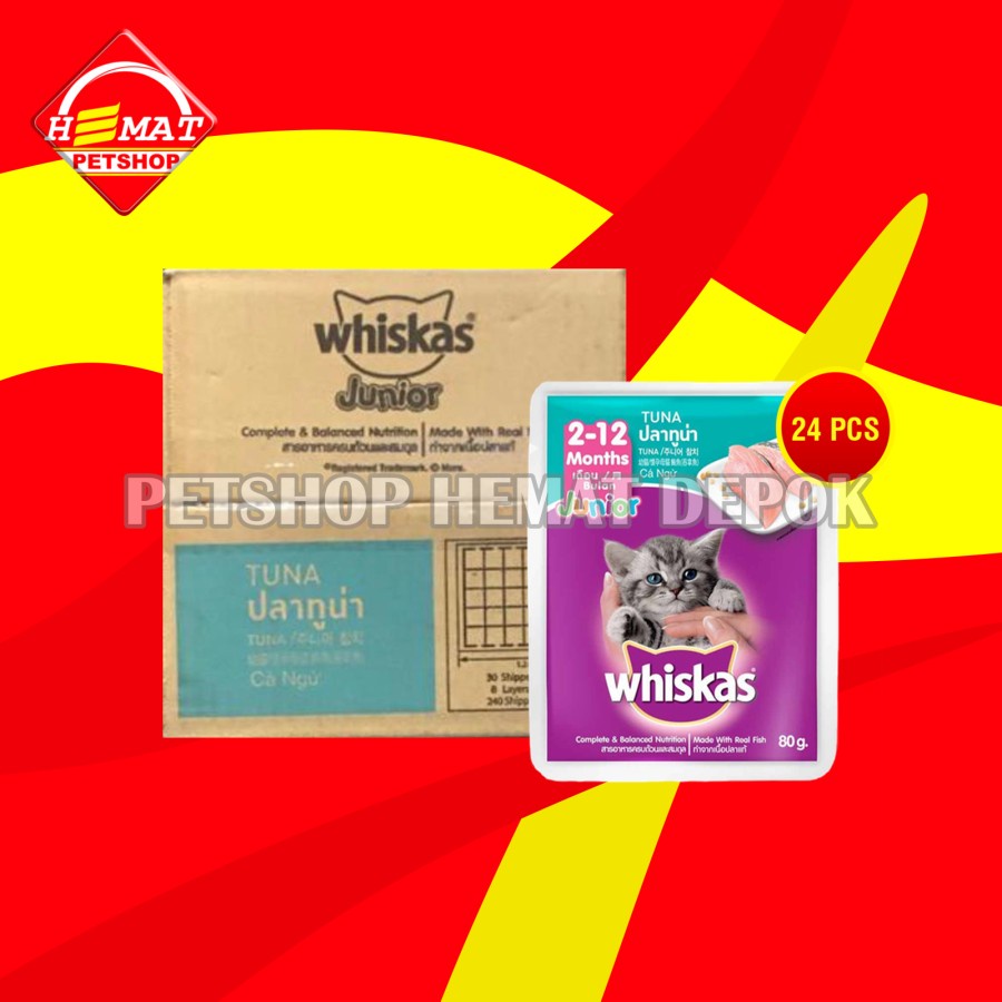 Makanan Basah Kucing Whiskas Sachet Pouch Grosir Dus isi 24 PCS 85 GR - Mackarel Senior