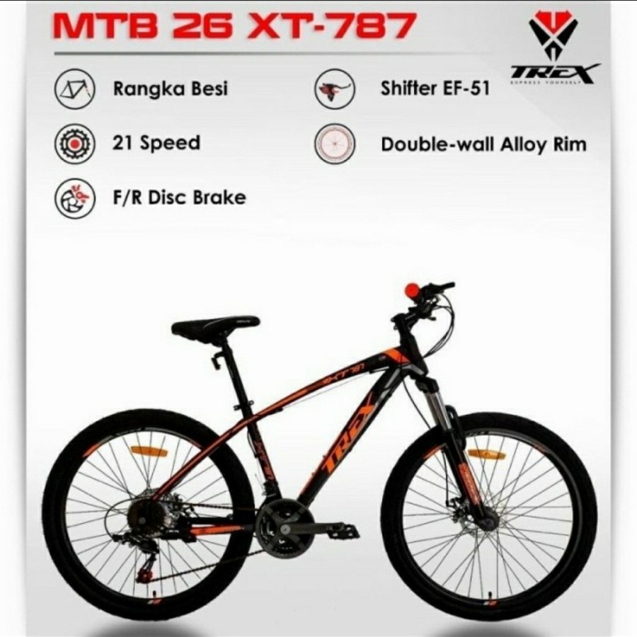 Sepeda Gunung MTB 26 inch Trex XT-787 26" New Model XT787 XT 787