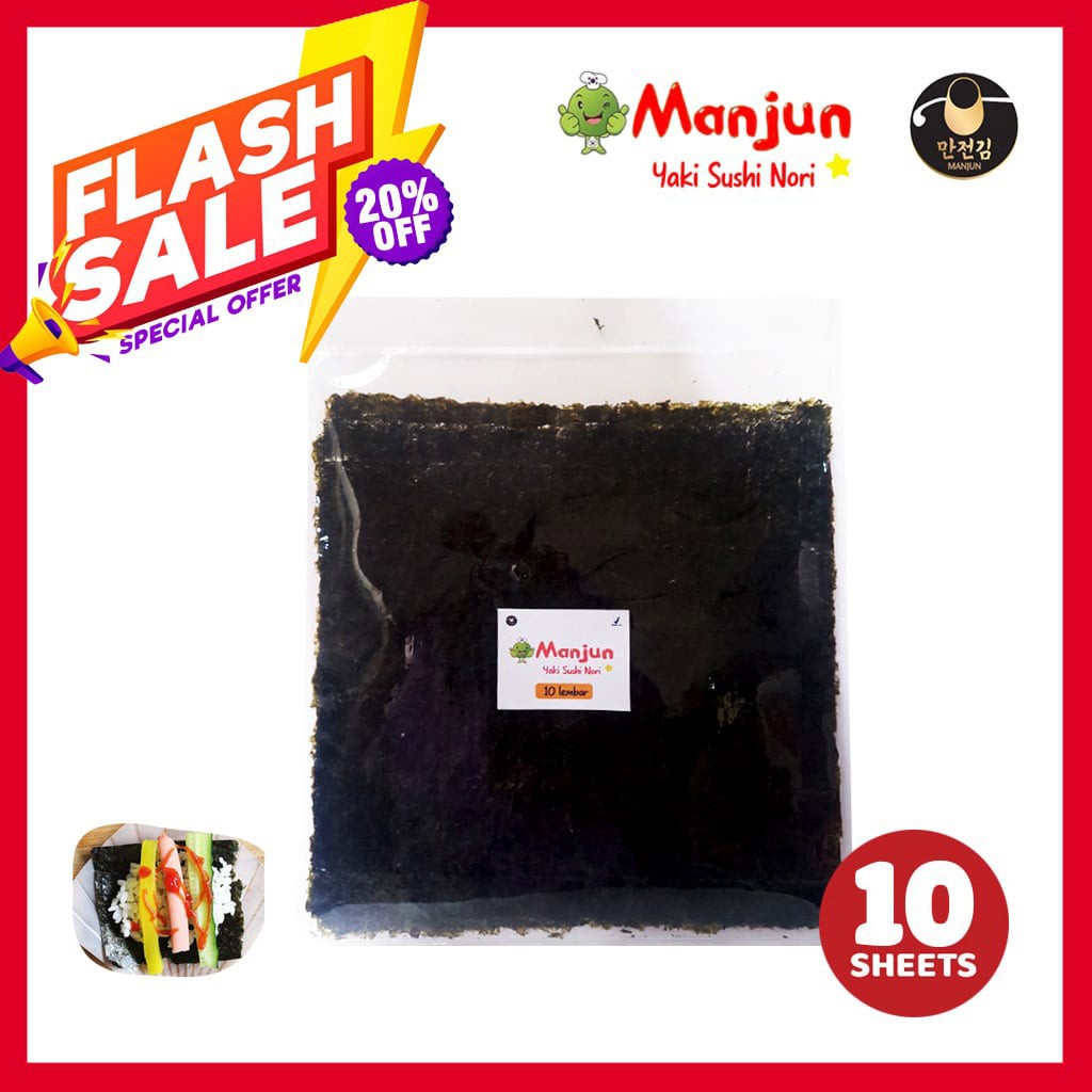

Manjun Yaki Sushi Nori Repack 10 Lembar [25 gr]