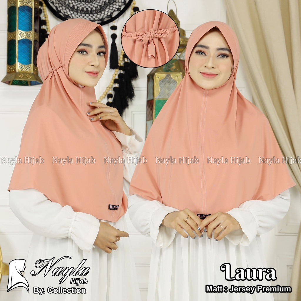 Kerudung Instan Tali Kepang Laura Hijab Instan Jersey Premium Jilbab Terbaru Nayla Hija'b