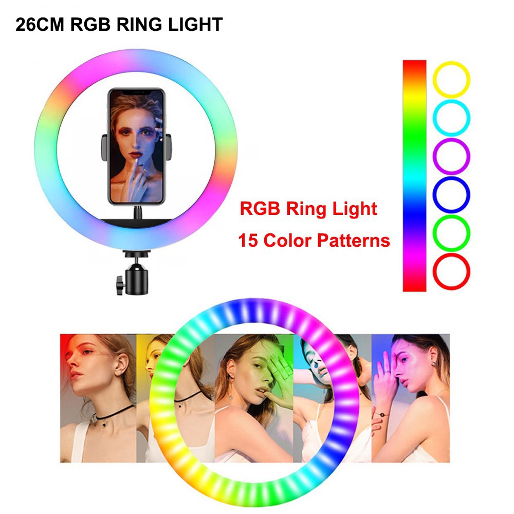 MurmerOfficial R224 RING LIGHT PAKET SUPER LENGKAP 26CM 33CM RGB+ HPHOLDER + TRIPOD 1,6M&amp;2,1M