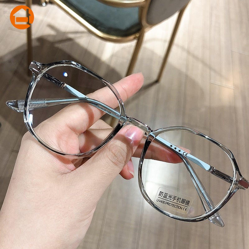 Kacamata Optik Lensa Bulat Transparan Anti Radiasi Komputer Gaya Korea Untuk Pria Dan Wanita
