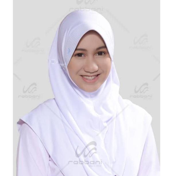 [PRODUK WPLBI] Jilbab Hijab Serut Pita Sekolah RABBANI KW Bahan Kaos SD SMP SMA Putih Coklat Pramuka