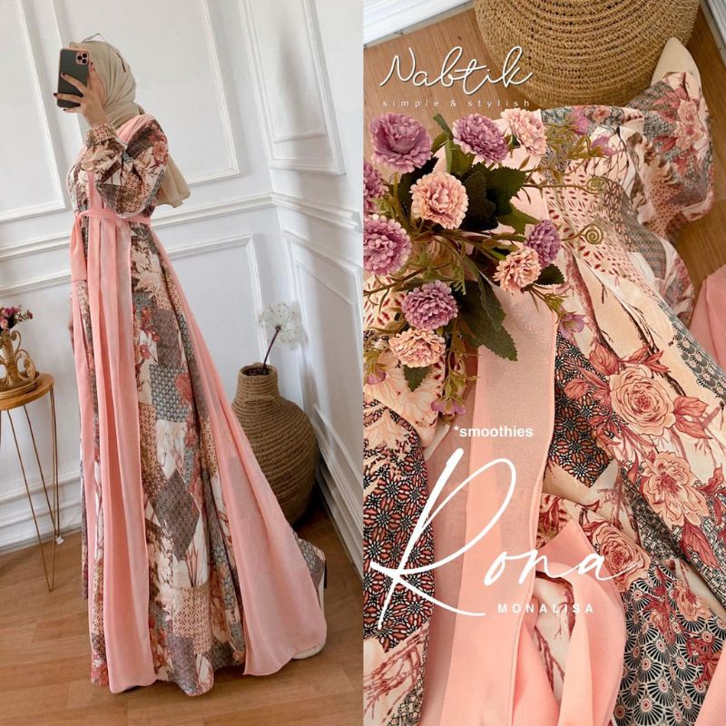 Rona Gamis Pesta Monalisa Size Jumbo LD 120 cm Busui ori Nabtik