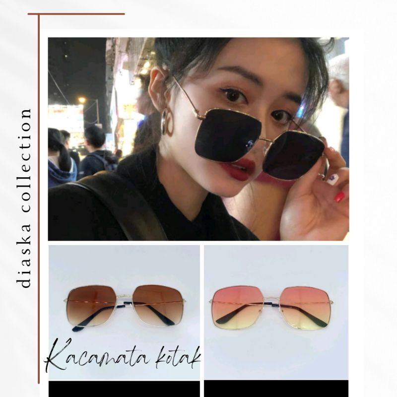 Kacamata Wanita Kotak Dengan Diameter Besar