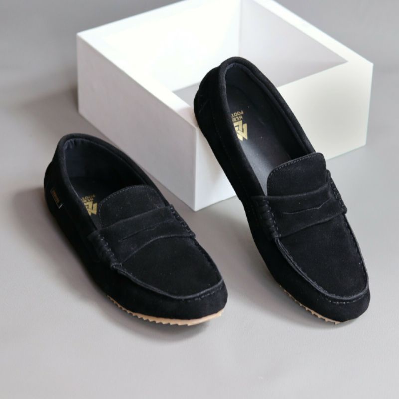 NOAH | Sepatu Pria Kasual Santai Original Loafer Kulit Suede Slop Formal Kerja Kantor